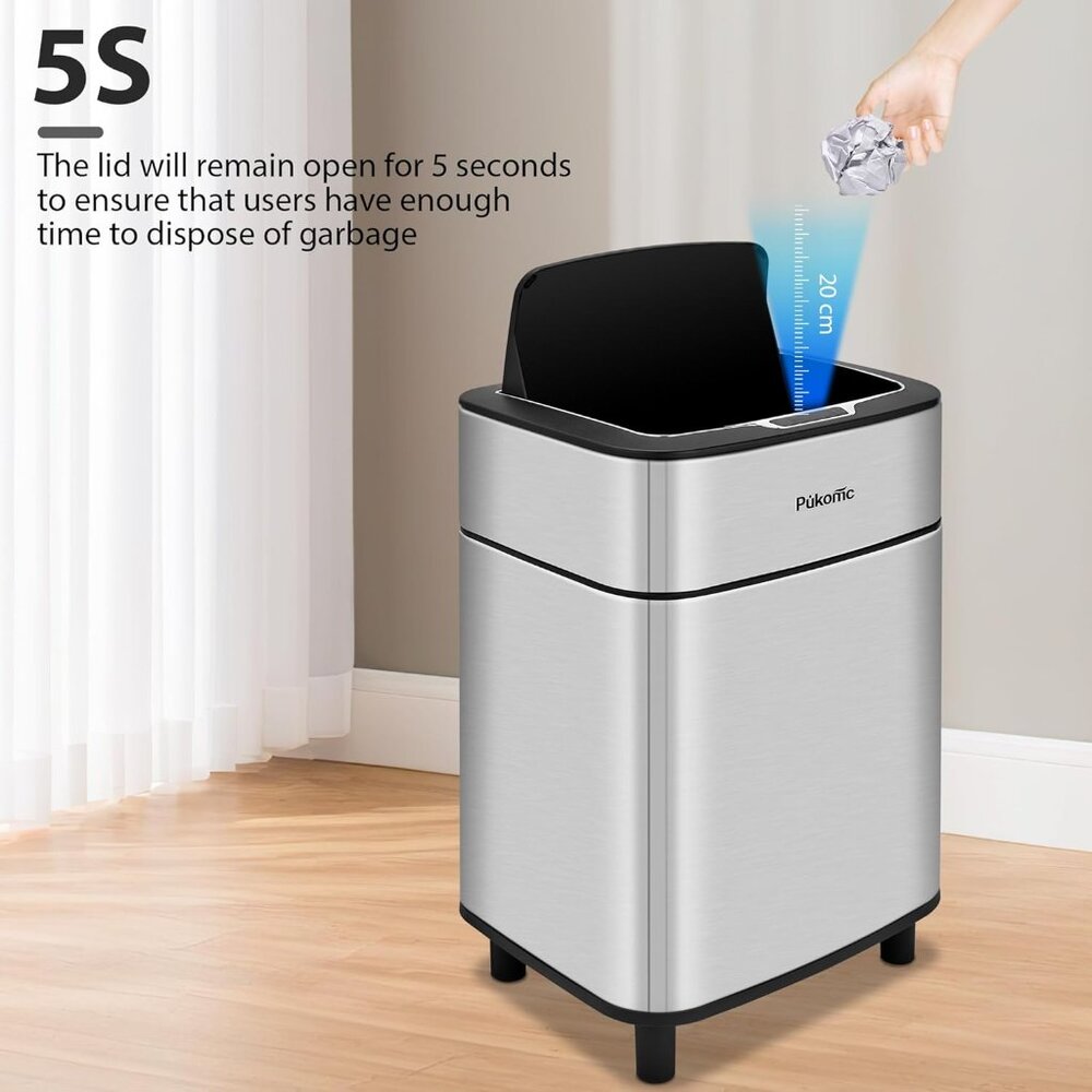 Pukomc Motion Sensor Trash can Stainless Steel Trash can 2.7-Gallon - Picture 6 of 8